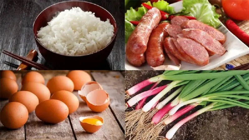 Ingredients for Chinese Sausage Fried Rice