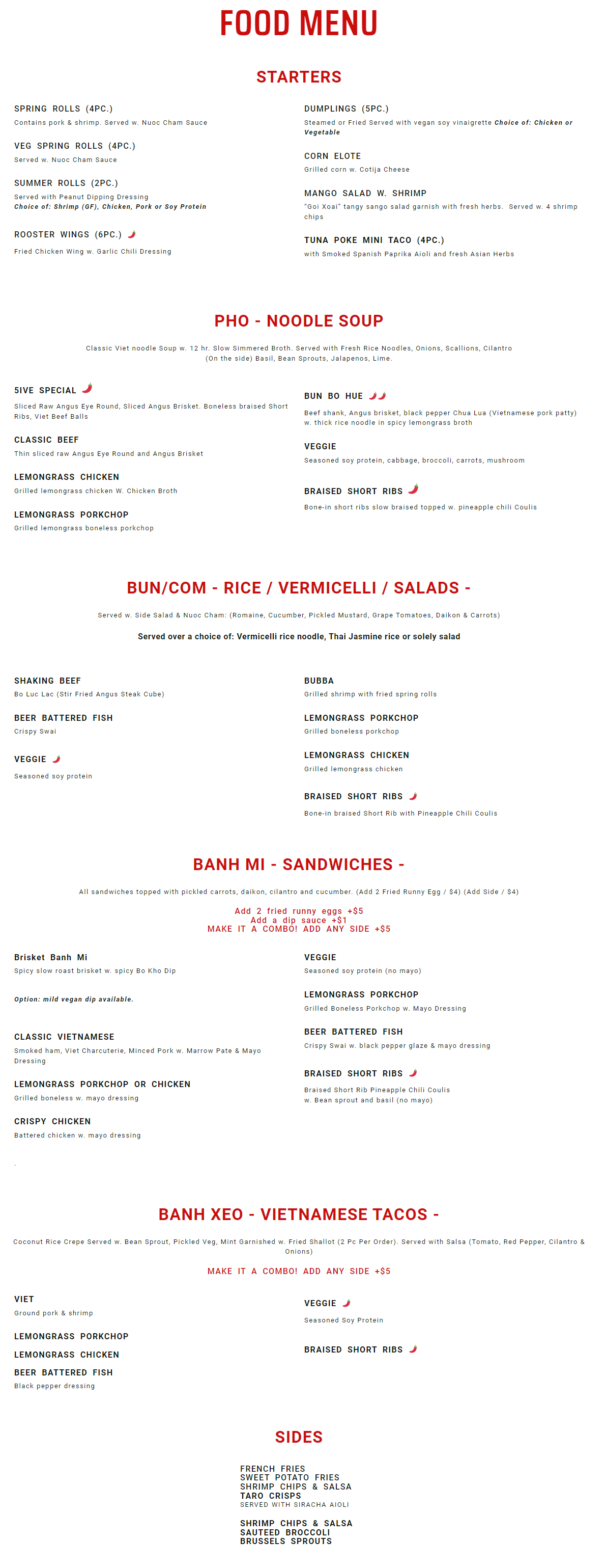 food menu 227 Mulberry St, New York, NY 10012