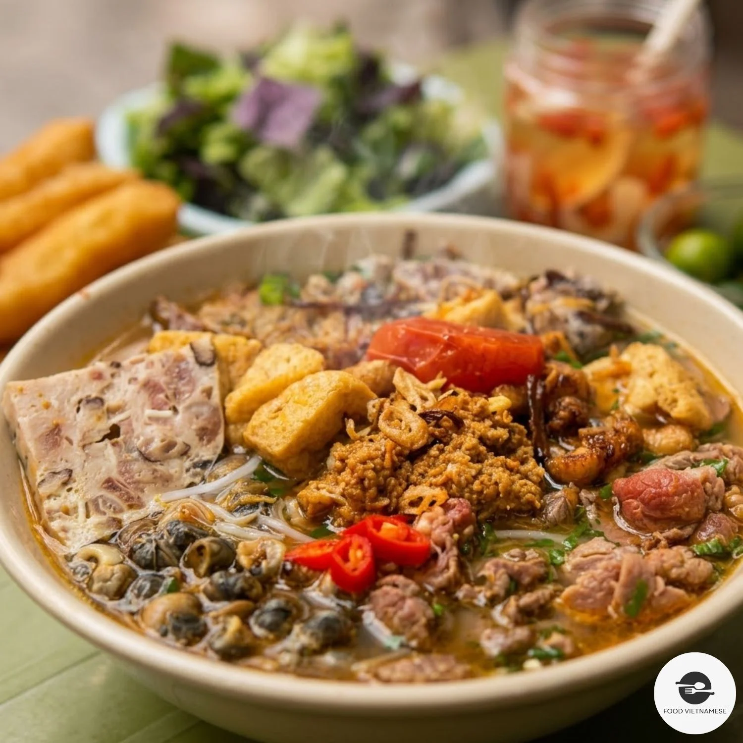 Bun Rieu: The Vietnamese Crab Noodle Soup Built on a Curd, Not a Stock